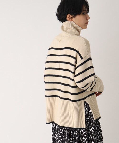OPAQUE.CLIP（オペークドットクリップ）の「◆【C】ストレッチウールMIX ボーダーハイネックニット（ニット/セーター・レディース・ベージュ系その他5/ブラック系2/レッド系4・38/36）」の5枚目の写真
