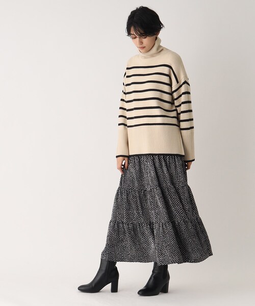 OPAQUE.CLIP（オペークドットクリップ）の「◆【C】ストレッチウールMIX ボーダーハイネックニット（ニット/セーター・レディース・ベージュ系その他5/ブラック系2/レッド系4・38/36）」の15枚目の写真