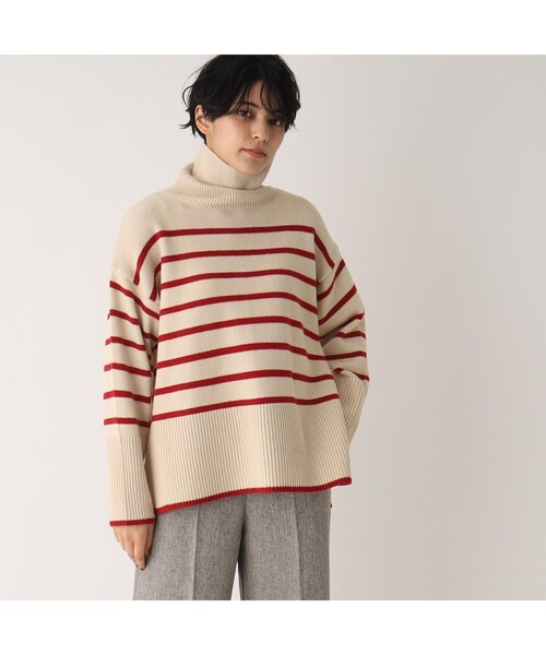 OPAQUE.CLIP（オペークドットクリップ）の「◆【C】ストレッチウールMIX ボーダーハイネックニット（ニット/セーター・レディース・ベージュ系その他5/ブラック系2/レッド系4・38/36）」の12枚目の写真
