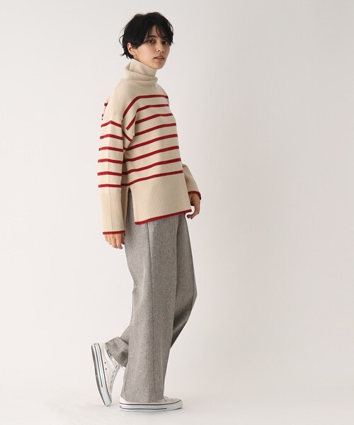 OPAQUE.CLIP（オペークドットクリップ）の「◆【C】ストレッチウールMIX ボーダーハイネックニット（ニット/セーター・レディース・ベージュ系その他5/ブラック系2/レッド系4・38/36）」の8枚目の写真
