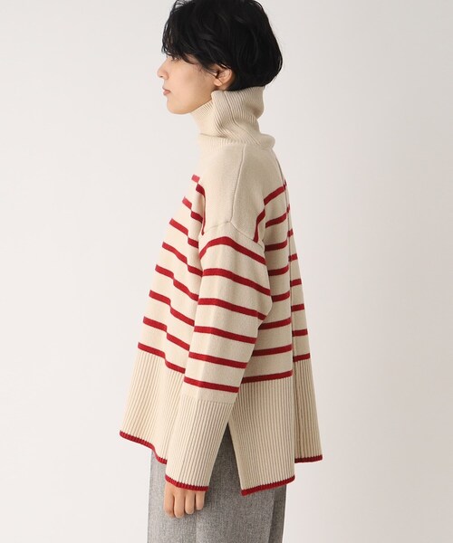 OPAQUE.CLIP（オペークドットクリップ）の「◆【C】ストレッチウールMIX ボーダーハイネックニット（ニット/セーター・レディース・ベージュ系その他5/ブラック系2/レッド系4・38/36）」の16枚目の写真
