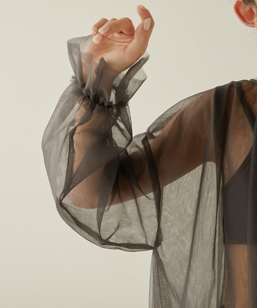 COLLAGE GALLARDAGALANTE（コラージュガリャルダガランテ）の「2WAY/チュールブラウス（シャツ/ブラウス・レディース・チャコールグレー/ブラウン・FREE）」の17枚目の写真