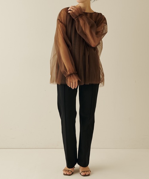 COLLAGE GALLARDAGALANTE（コラージュガリャルダガランテ）の「2WAY/チュールブラウス（シャツ/ブラウス・レディース・チャコールグレー/ブラウン・FREE）」の18枚目の写真