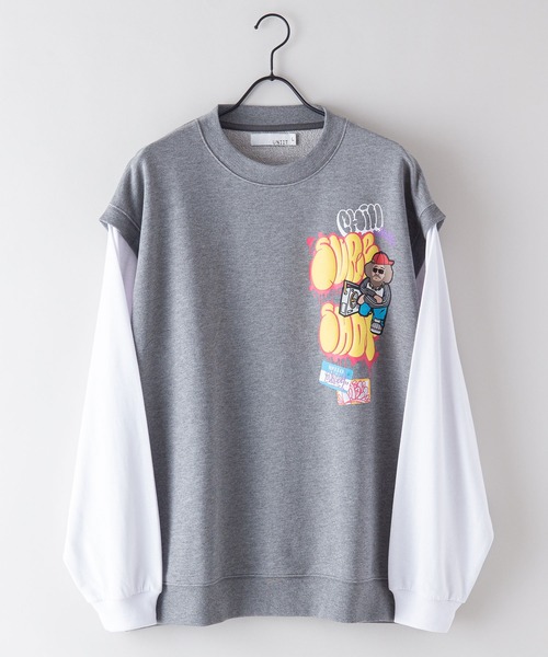 UNIIT（ユニット）の「【UNIIT/ユニット】 別注　フェイクベストロンT 　フェイクレイヤード 　タギング 　ストリート系（Tシャツ/カットソー・メンズ・ブラック/グレー/サックスブルー・LARGE/MEDIUM）」の5枚目の写真