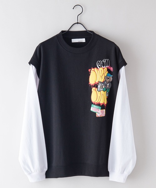 UNIIT（ユニット）の「【UNIIT/ユニット】 別注　フェイクベストロンT 　フェイクレイヤード 　タギング 　ストリート系（Tシャツ/カットソー・メンズ・ブラック/グレー/サックスブルー・LARGE/MEDIUM）」の4枚目の写真