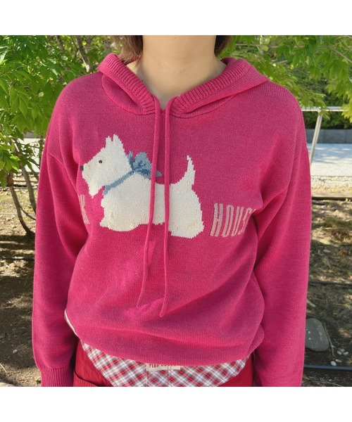 PINK HOUSE（ピンクハウス）の「スコッチテリアモチーフフードニット