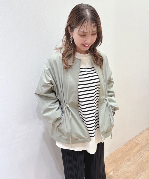 Grand PARK（グランドパーク）の「ノーカラーブルゾン（ブルゾン・レディース・ライトグリーン/アイボリー/レモンイエロー・FREE）」の19枚目の写真