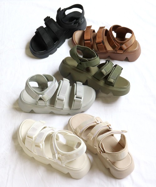 LibertyDoll（リバティードール）の「軽量厚底 スタイルアップソール スポーツサンダル（サンダル・レディース・カーキ系2/カーキ系1/ブラウン系1/ブラック系2/ブラック系1/グレー系2/ブラウン系2/ベージュ系2/グレー系1・M/S/L/LL）」の13枚目の写真