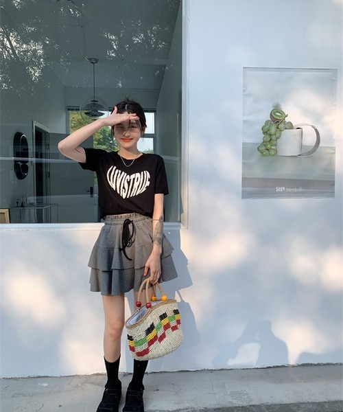 LYEON(リヨン)の「ジャガードロゴ半袖ニット(ニット/セーター・レディース・ホワイト/ブラック/ブラック×ホワイト/ホワイト×ピンク・FREE)」の17枚目の写真