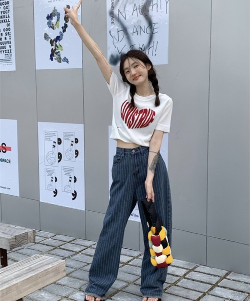 LYEON(リヨン)の「ジャガードロゴ半袖ニット(ニット/セーター・レディース・ホワイト/ブラック/ブラック×ホワイト/ホワイト×ピンク・FREE)」の21枚目の写真