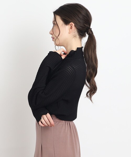 Cutie Blonde（キューティーブロンド）の「◆【レイヤードのマストアイテム】シアーギンガムチェック ハイネックインナー（Tシャツ/カットソー・レディース・ホワイト系/ブラック・01/02/03）」の10枚目の写真