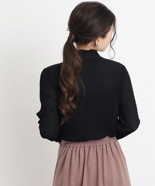 Cutie Blonde（キューティーブロンド）の「◆【レイヤードのマストアイテム】シアーギンガムチェック ハイネックインナー（Tシャツ/カットソー・レディース・ホワイト系/ブラック・01/02/03）」の11枚目の写真