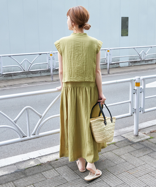 チェックレイヤード風ワンピースサックス130 KP レイヤード風チェックワンピース(90～160)（ミドルワンピース