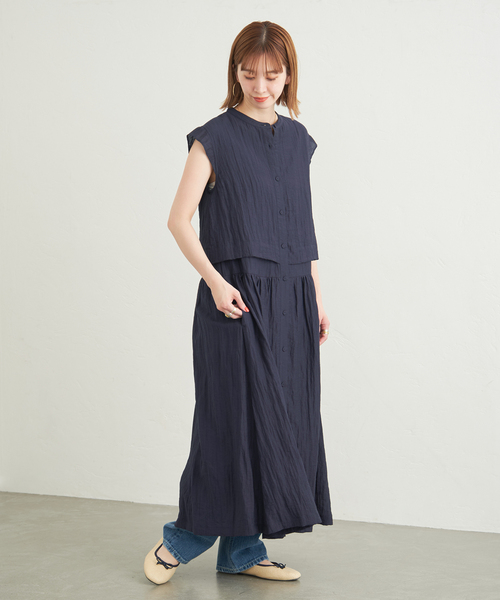 y'sワンピース　前空き JAYRO｜無地タック入り前開きワンピース | Rakuten Fashion(楽天