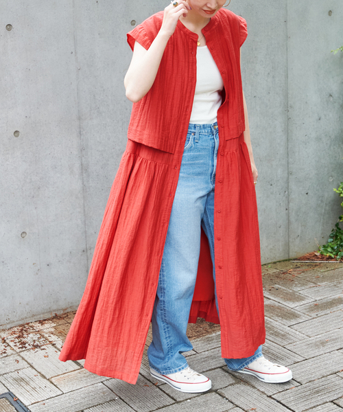 セール】レイヤード風前開きワンピース（ワンピース）｜B.C STOCK