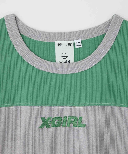 X-girl(エックスガール)の「RIBBED FOOTBALL TEE(Tシャツ/カットソー・レディース・グリーン/ネイビー/ブラック・M/S)」の18枚目の写真