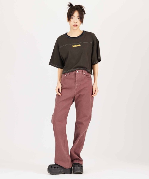 X-girl(エックスガール)の「RIBBED FOOTBALL TEE(Tシャツ/カットソー・レディース・グリーン/ネイビー/ブラック・M/S)」の19枚目の写真