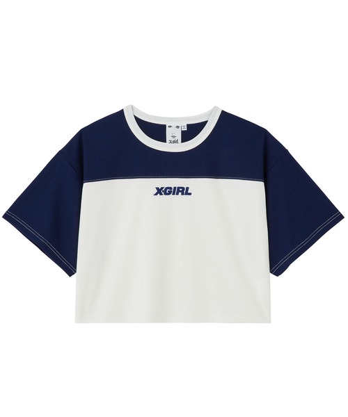 X-girl(エックスガール)の「RIBBED FOOTBALL TEE(Tシャツ/カットソー・レディース・グリーン/ネイビー/ブラック・M/S)」の22枚目の写真