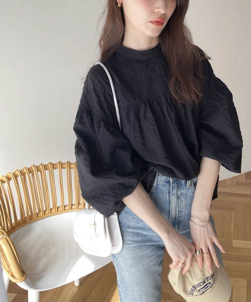 Java（ジャバ）の「《JaVa ジャバコラボ》モテ愛されレディに。2way サッカー素材7分袖ロングシャツ（シャツ/ブラウス・レディース・グレー系その他/オフホワイト/ブラウン系その他/ブラック・LARGE/X-LARGE/SMALL/MEDIUM）」の13枚目の写真