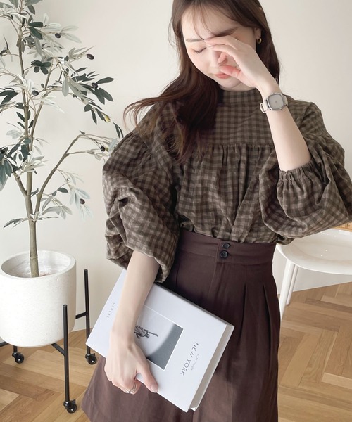 Java（ジャバ）の「《JaVa ジャバコラボ》モテ愛されレディに。2way サッカー素材7分袖ロングシャツ（シャツ/ブラウス・レディース・グレー系その他/オフホワイト/ブラウン系その他/ブラック・LARGE/X-LARGE/SMALL/MEDIUM）」の22枚目の写真