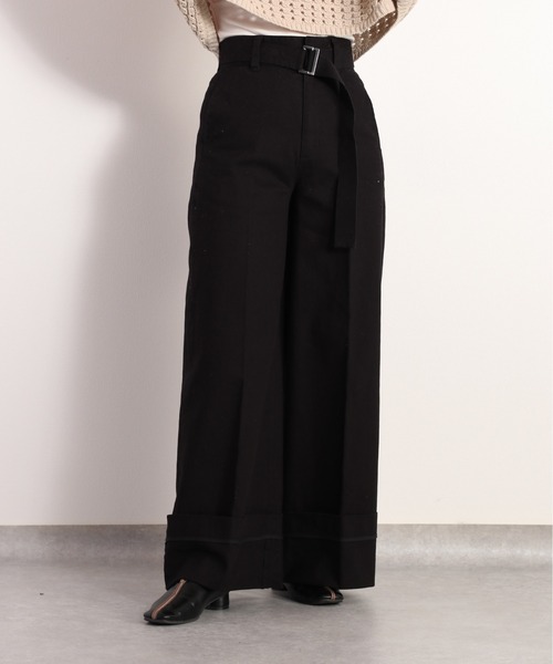 cepo（セポ）の「カルゼストレッチワイドパンツ（その他パンツ・レディース・オフホワイト/ブラック・M/S）」の2枚目の写真