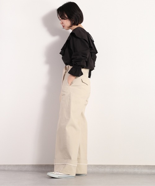 cepo（セポ）の「カルゼストレッチワイドパンツ（その他パンツ・レディース・オフホワイト/ブラック・M/S）」の10枚目の写真