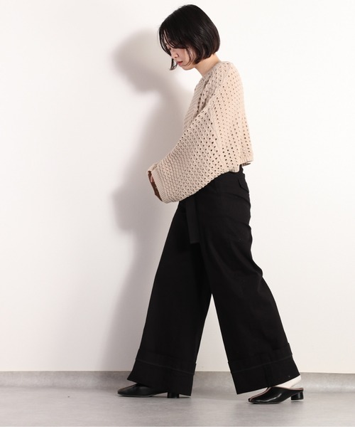 cepo（セポ）の「カルゼストレッチワイドパンツ（その他パンツ・レディース・オフホワイト/ブラック・M/S）」の12枚目の写真