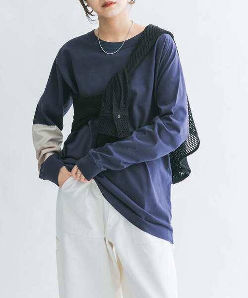 KBF（ケイビーエフ）の「ティアードdyeロンTEE（Tシャツ/カットソー・レディース・ベージュ/ネイビー・ONE）」の2枚目の写真