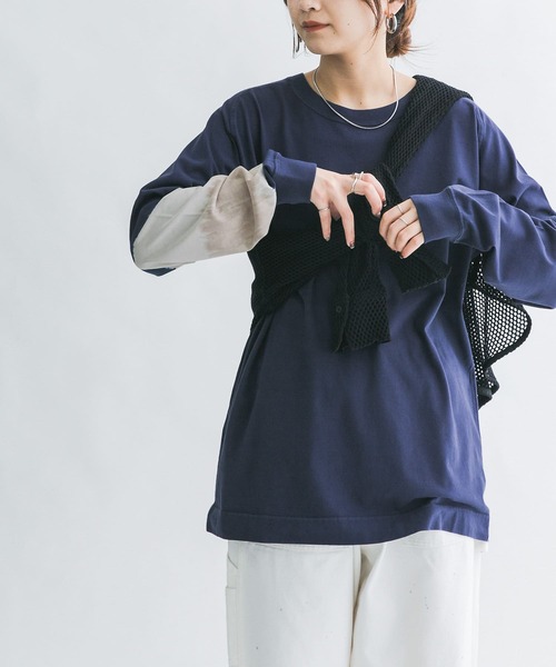 KBF（ケイビーエフ）の「ティアードdyeロンTEE（Tシャツ/カットソー・レディース・ベージュ/ネイビー・ONE）」の3枚目の写真