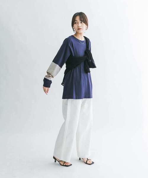 KBF（ケイビーエフ）の「ティアードdyeロンTEE（Tシャツ/カットソー・レディース・ベージュ/ネイビー・ONE）」の16枚目の写真