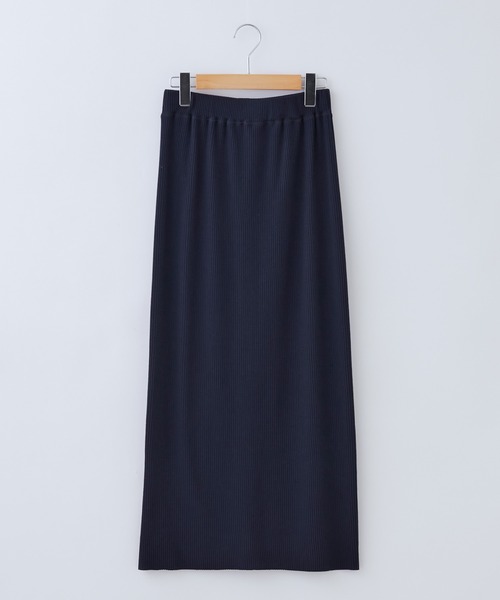 Chaco closet（チャコ クローゼット）の「リブセルフカットスリットナロースカート（スカート・レディース・アイボリー/オリーブ/ネイビー/ブラック/ダークブラウン・FREE）」の12枚目の写真