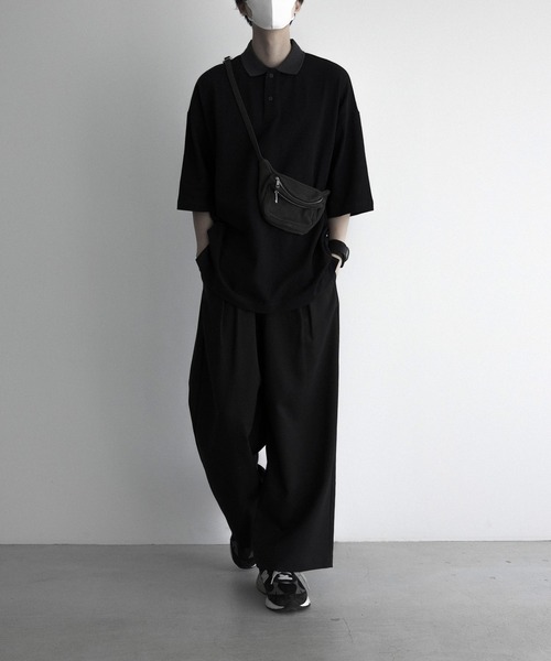 remer（リメール）の「loose over polo shirt / 鹿の子オーバーポロシャツ（ポロシャツ・メンズ・ブラック/ブルーグレー・SMALL/MEDIUM/LARGE）」の17枚目の写真