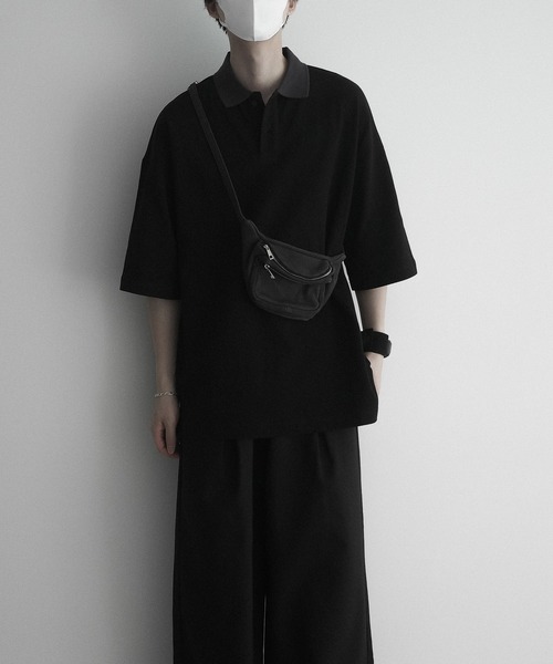 remer（リメール）の「loose over polo shirt / 鹿の子オーバーポロシャツ（ポロシャツ・メンズ・ブラック/ブルーグレー・SMALL/MEDIUM/LARGE）」の19枚目の写真