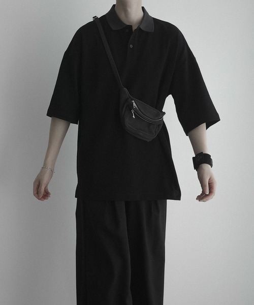 remer（リメール）の「loose over polo shirt / 鹿の子オーバーポロシャツ（ポロシャツ・メンズ・ブラック/ブルーグレー・SMALL/MEDIUM/LARGE）」の20枚目の写真