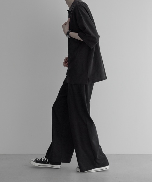 remer（リメール）の「loose over polo shirt / 鹿の子オーバーポロシャツ（ポロシャツ・メンズ・ブラック/ブルーグレー・SMALL/MEDIUM/LARGE）」の4枚目の写真