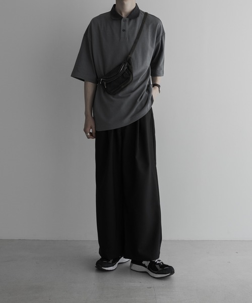 remer（リメール）の「loose over polo shirt / 鹿の子オーバーポロシャツ（ポロシャツ・メンズ・ブラック/ブルーグレー・SMALL/MEDIUM/LARGE）」の12枚目の写真