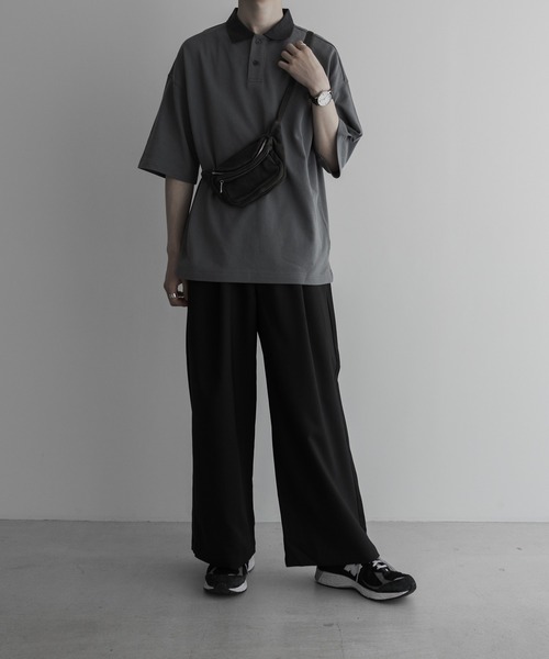 remer（リメール）の「loose over polo shirt / 鹿の子オーバーポロシャツ（ポロシャツ・メンズ・ブラック/ブルーグレー・SMALL/MEDIUM/LARGE）」の13枚目の写真