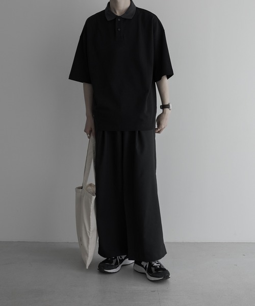 remer（リメール）の「loose over polo shirt / 鹿の子オーバーポロシャツ（ポロシャツ・メンズ・ブラック/ブルーグレー・SMALL/MEDIUM/LARGE）」の9枚目の写真
