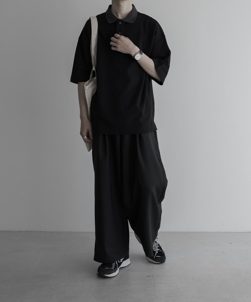 remer（リメール）の「loose over polo shirt / 鹿の子オーバーポロシャツ（ポロシャツ・メンズ・ブラック/ブルーグレー・SMALL/MEDIUM/LARGE）」の10枚目の写真