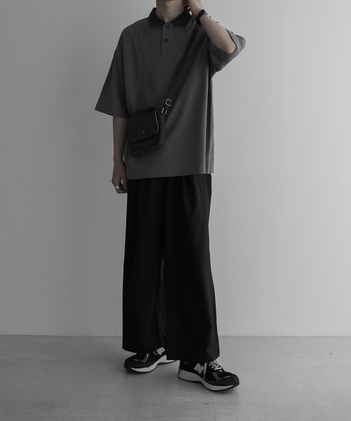 remer（リメール）の「loose over polo shirt / 鹿の子オーバーポロシャツ（ポロシャツ・メンズ・ブラック/ブルーグレー・SMALL/MEDIUM/LARGE）」の15枚目の写真