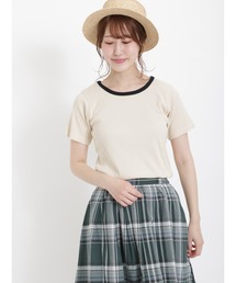 Samansa Mos2 | テレコ襟配色半袖カットソー(Tシャツ/カットソー)