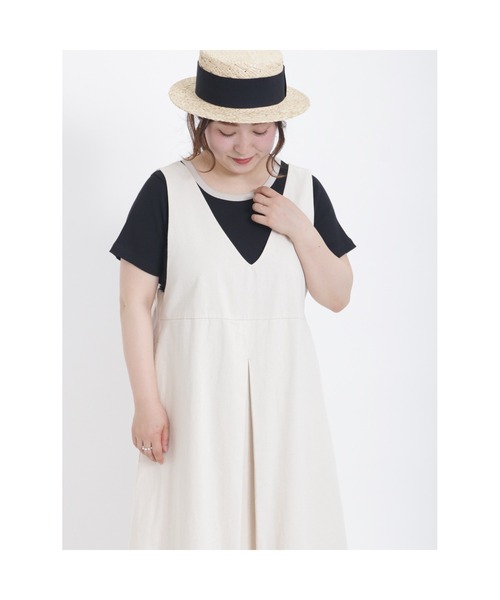 Samansa Mos2(サマンサ モスモス)の「テレコ襟配色半袖カットソー(Tシャツ/カットソー・レディース・ブラック/グリーン/オフホワイト/キナリ・フリ-)」の4枚目の写真