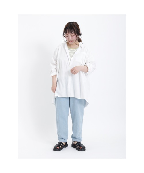 Samansa Mos2(サマンサ モスモス)の「テレコ襟配色半袖カットソー(Tシャツ/カットソー・レディース・ブラック/グリーン/オフホワイト/キナリ・フリ-)」の22枚目の写真