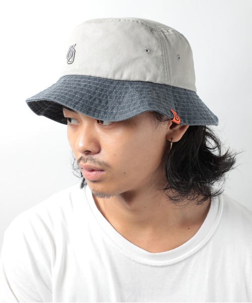 セール】【UNIVERSAL OVERALL】UOロゴ刺繍 バイカラーコットンバケット