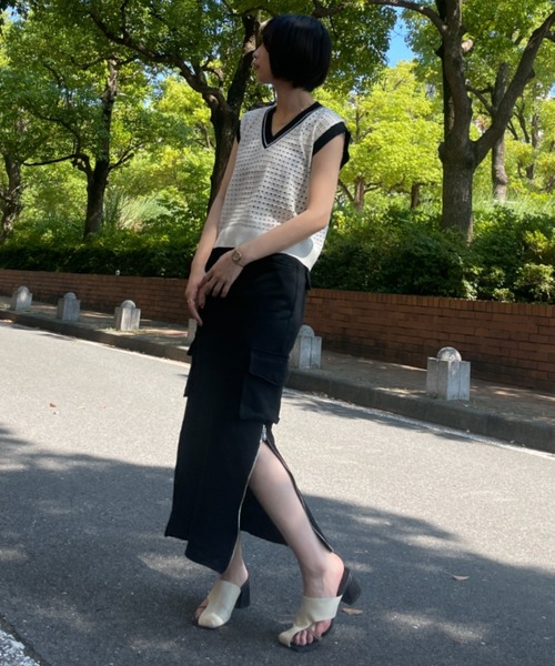 SEN TOKYO（セントーキョー）の「劇的にあか抜け。バイカラーVネックサマーニットベスト（ベスト・レディース・グリーン/ブラック/パープル・FREE）」の8枚目の写真