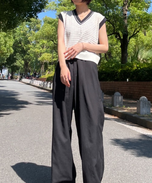 SEN TOKYO（セントーキョー）の「劇的にあか抜け。バイカラーVネックサマーニットベスト（ベスト・レディース・グリーン/ブラック/パープル・FREE）」の16枚目の写真