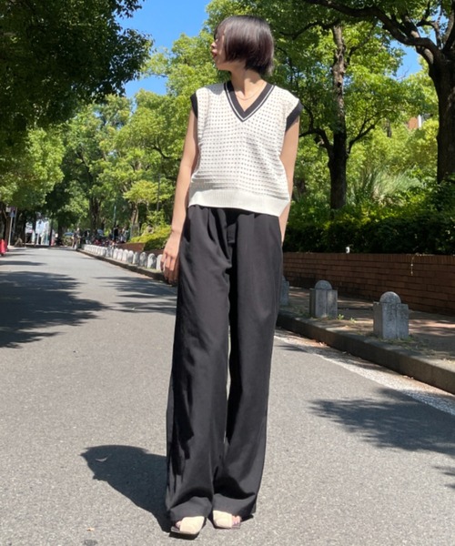 SEN TOKYO（セントーキョー）の「劇的にあか抜け。バイカラーVネックサマーニットベスト（ベスト・レディース・グリーン/ブラック/パープル・FREE）」の17枚目の写真