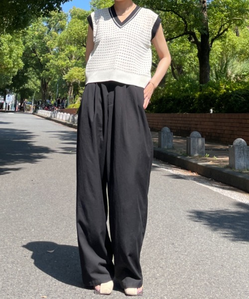 SEN TOKYO（セントーキョー）の「劇的にあか抜け。バイカラーVネックサマーニットベスト（ベスト・レディース・グリーン/ブラック/パープル・FREE）」の18枚目の写真