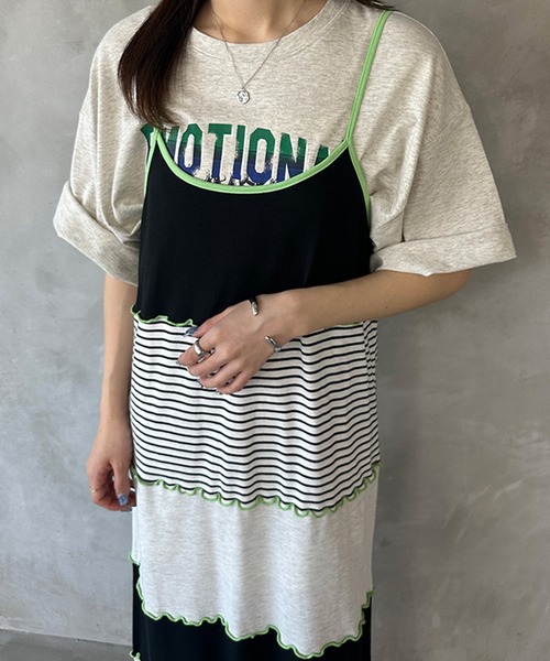 kutir（クティール）の「【セット着用可能】配色切り替えメローキャミワンピース（ワンピース・レディース・カーキ/杢グレー/ブルー・FREE）」の6枚目の写真