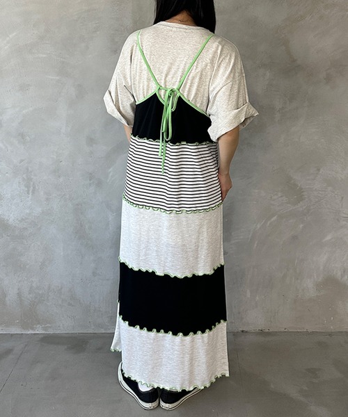 kutir（クティール）の「【セット着用可能】配色切り替えメローキャミワンピース（ワンピース・レディース・カーキ/杢グレー/ブルー・FREE）」の5枚目の写真